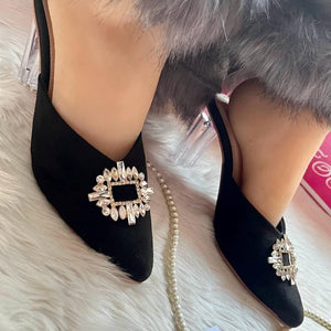 Broach Transparent Heels – Chic Clear Heels with Stylish Broach for Women